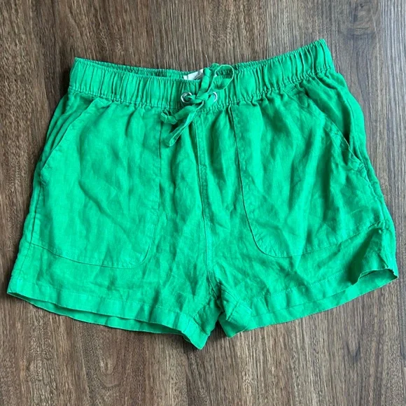 C&C CALIFORNIA Linen High Waist Kelly Green Shorts Elastic Coastal Casual | Sz S - Picture 6 of 8